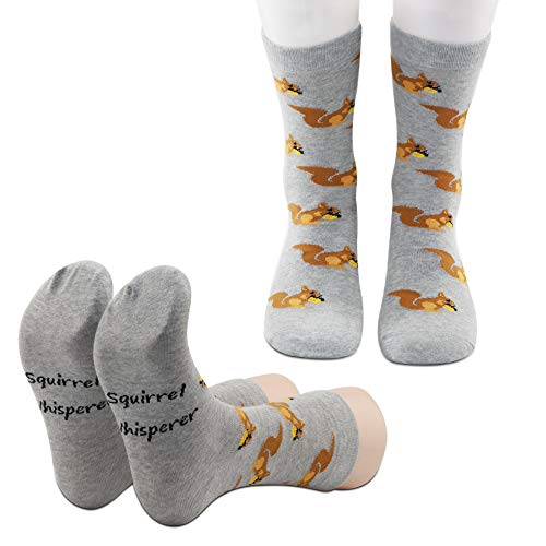 PXTIDY 2 Pairs Squirrel Whisperer Socks Gift for Squirrel Lovers Feeder Animal Squirrel Gift Socks for Squirrel Fans