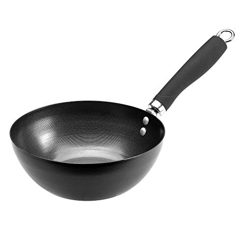 Ecolution Non-Stick Carbon Steel Wok with Soft Touch Riveted Handle, 8',Black