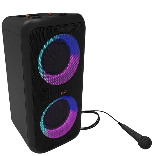 Klipsch Gig XXL, Black - Portable Wireless Bluetooth Speaker - Multiple Color Modes - Bass Boost - Two 6.5' Woofers & Two 2' Tweeters - 8-Hour Playtime