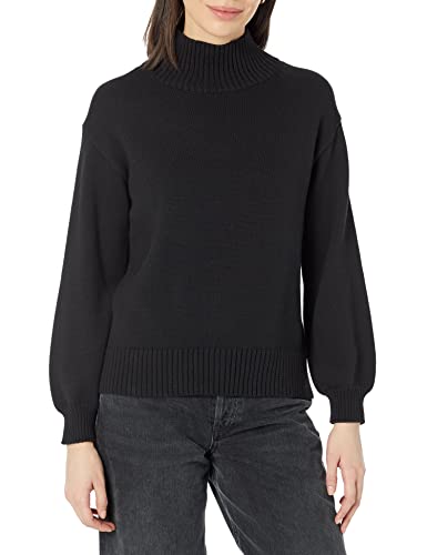 Amazon Essentials Women's Cotton Funnel-Neck Sweater (Available in Plus Size), Black, 2X