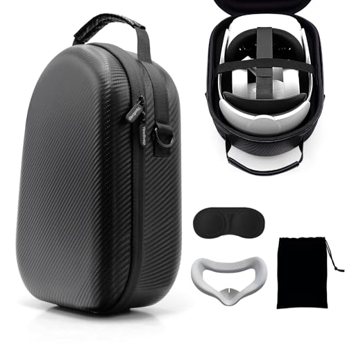 Case for Oculus Quest 2, Hard travel Case for Oculus Quest 2 VR Headset with Officaial Elite Strap,Touch Controllers Accessories,Virtual Reality Gaming Carrying Case with Silicone Face Mask,Lens Cover