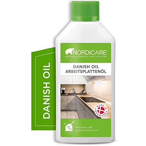 Danish Oil for Wood by Nordicare - Danish Oil Underlines The Natural Structure of The Wood (Oak, Cherry, Pine and More) - Wood Oil for Wooden Worktops - Made in Denmark (500ml)