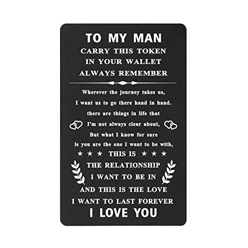 to My Man Wallet Insert, Unique Valentines Gifts for Him Boyfriend, I Love You Gifts for Men Husband, Man Gifts for Christmas Birthday Fathers Day