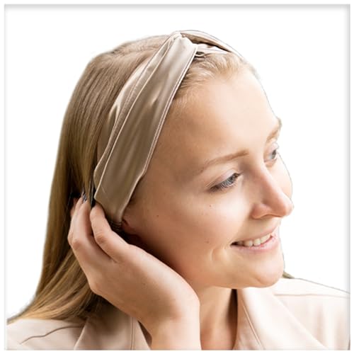 Celestial Silk Headband 100% Mulberry Silk Elastic Headband for Women - Protects hair– 22 Momme Taupe Silk Twisted Hairband Perfect for Thick, Thin Straight or Curly Hair (Taupe)