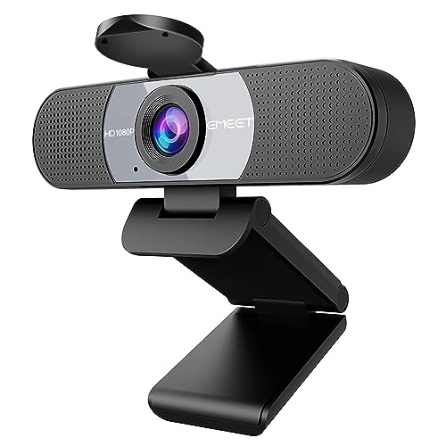 EMEET 1080P Webcam, Web Camera with 2 Noise-Cancelling Microphones and Privacy Cover, 90° FOV Computer Camera, Plug & Play USB Webcam for Calls/Conference, Zoom/Skype/YouTube, Laptop/Desktop, Grey