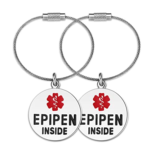 Divoti 1' Stainless Steel Dual-sided (1 UNIT) EpiPen Inside Bag Tag - Cable Loop