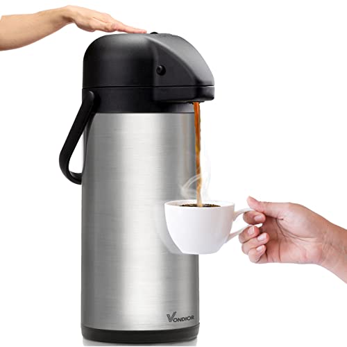 Airpot Coffee Dispenser with Pump - 102 oz Insulated Stainless Steel Coffee Carafe - Thermal Beverage Dispenser - Thermos Urn for Hot/Cold Water, Party Chocolate Drinks