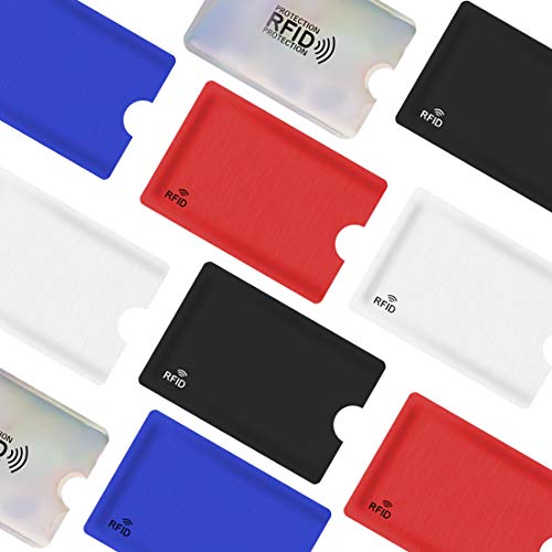 fancyfree RFID Blocking Sleeves, Identity Theft Prevention RFID Credit Card Holders Smart Slim Design Card Covers, Perfect for Wallet, Puerse, Passport Holder (10 Packs-5 Colors Card Covers)