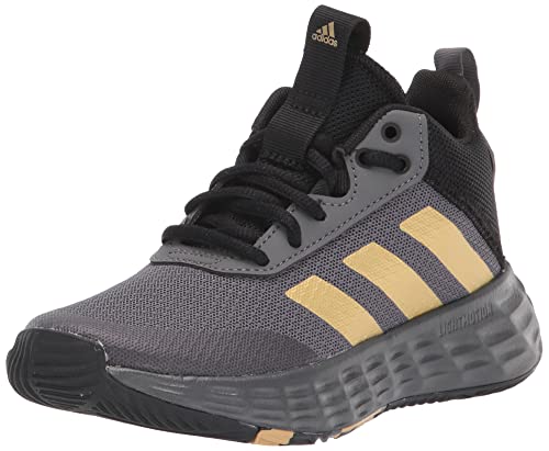adidas Own The Game 2.0 Basketball Shoe, Grey Five/Matte Gold/Core Black, 3 US Unisex Little Kid