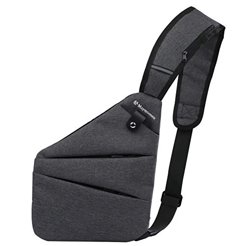 Men Small Sling Shoulder Crossbody Bag, Lightweight Anti-theft One Strap Casual Chest Bag Slim Backpack for Outdoor Walking Trip Hiking Biking Fits Up to 7.9 inch iPad Mini (Gray)