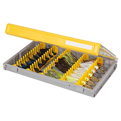Plano EDGE Premium Jig and Bladed Jig Tackle Utility Box, Clear and Yellow, Rust-Resistant Storage, Waterproof Tray for Jig and Bladed Jig Tackle