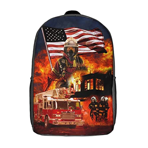 17 Inch Firefighter Backpacks Fire Engine Backpacks Travel Daypack Fire Truck Backpack Casual Lightweight Laptop Backpack