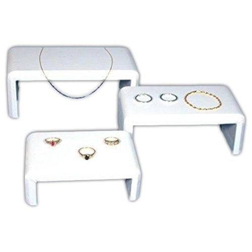 FindingKing 3 Riser Leather White Show Case Display Units