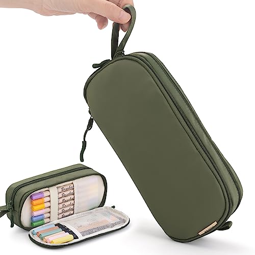 EASTHILL Small Pencil Case with Handle Pen Pouch School Supplies Soft Pencil bag for Teen Girls-Green