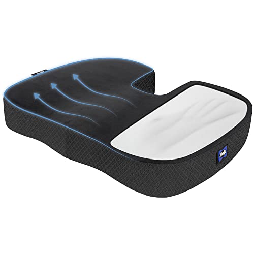 Sealy - Seat Cushion with Premium Memory Foam for Comfortable Seating, Contoured Support, Soft Plush, Non-Slip Bottom, Machine Washable - Perfect for Home, Office, or Car