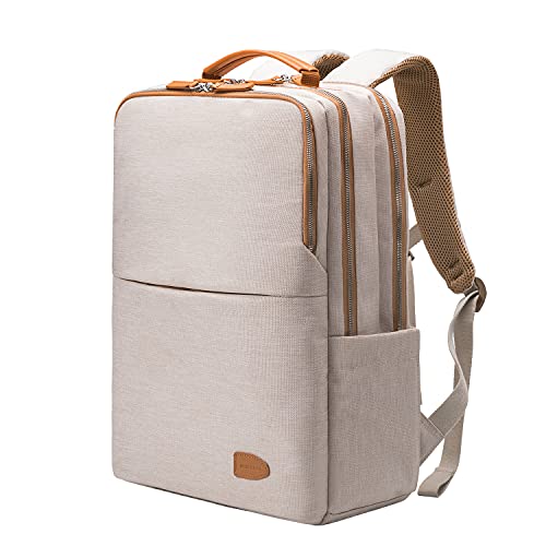 NOBLEMAN Backpack for women and man,Waterproof travel work Backpack, 15.6 Inch Laptop Backpack, Daypack, with USB (Beige plus)