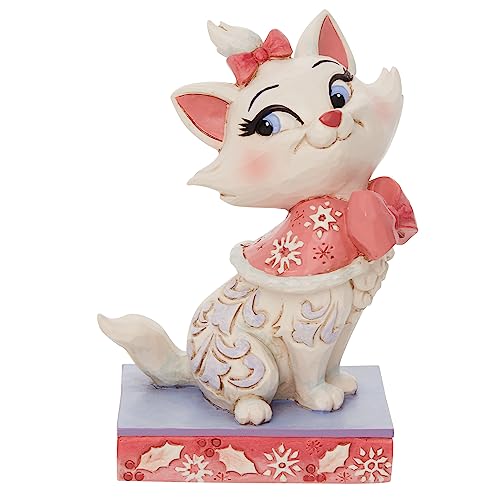 Enesco Jim Shore Disney Traditions Aristocats Marie Christmas in Pink Figurine, 4.25 Inch, Multicolor