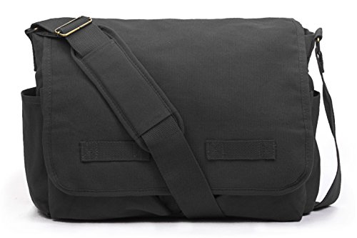 Sweetbriar Classic Messenger Bag - Vintage Canvas Shoulder, Black, Size Large