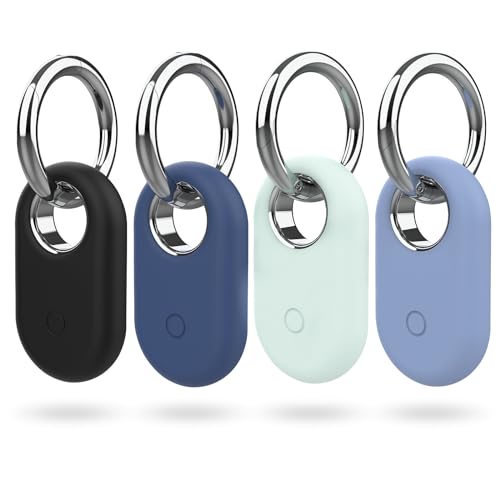 4 Pack Smarttag2 Holder Compatible with Samsung Galaxy SmartTag2, Soft Silicone Case All-Round Protection Against Scratch and Drop, with Keychain Suitable for Keys, Bags, Luggage, and Valuables