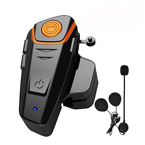 Motorcycle Bluetooth Headset, BT-S2 Bluetooth 5.0 Helmet Intercom Headset up to 3 Riders 1000M Helmet Communication System for Ski/ATV/Dirt Bike/Racing/Climbing (Boom Microphone,Single)