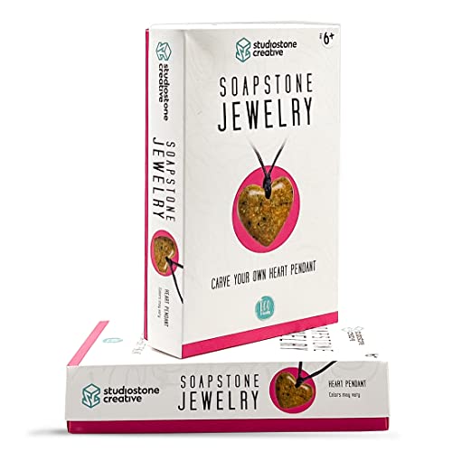 Studiostone Creative DIY Arts & Crafts Carving Kit Kids Adults Heart Pendant Jewelry Sculpture Soapstone