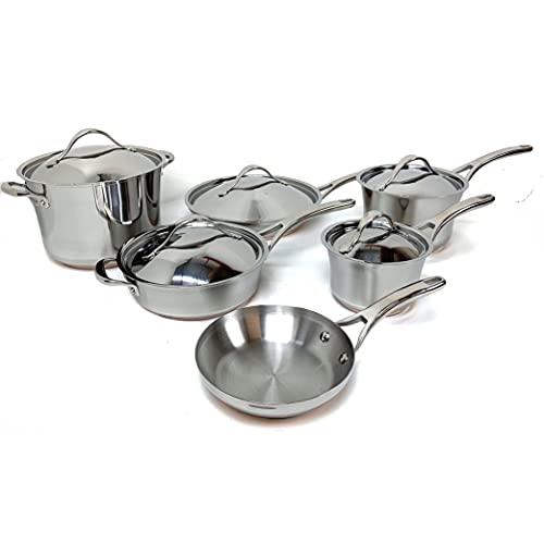Anolon Nouvelle Stainless Steel Cookware Pots and Pans Set, 11 Piece