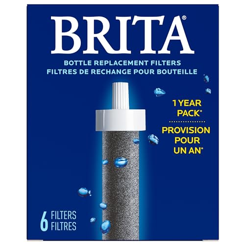 Brita Water Bottle Replacement Filters, BPA-Free, Replaces 1,800 Plastic Water Bottles a Year, Lasts Two Months or 40 Gallons, Includes 6 Filters