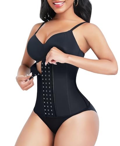 Lover-Beauty Waist Trainer for Women Latex Corsets Waist Cincher Workout Girdle Hourglass Body Shaper (Medium, Black)