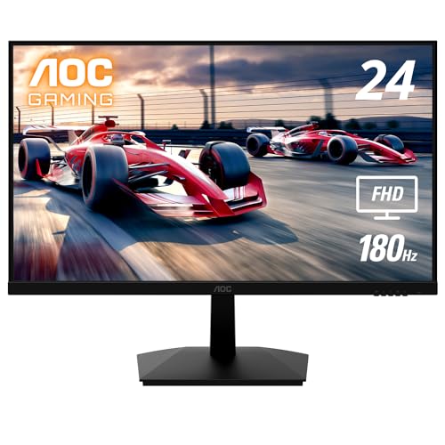 AOC 24G15N 24' Gaming Monitor, FHD 1920x1080, 180Hz 1ms, 1x HDMI 2.0, 1x Display Port, 3-Sided Frameless, AMD FreeSync, HDR Ready, Console Gaming Ready, 3-Year Zero-Bright-Dot, Black