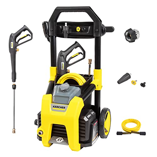 Kärcher K1800PS Max 2250 PSI Electric Pressure Washer with 3 Spray Nozzles - Great for cleaning Cars, Siding, Driveways, Fencing and more - 1.2 GPM
