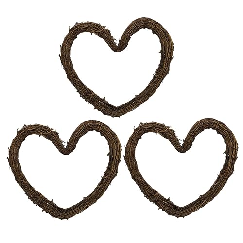 DECHOUS 2pcs Heart Shaped Rattan Circle Rattan Ring DIY Decoration Spring Crafts Wooden Ring Wedding Wreath Natural Grapevine Wreath No-Leaf Rattan Pendant Doorway Decorative Wreath Rural