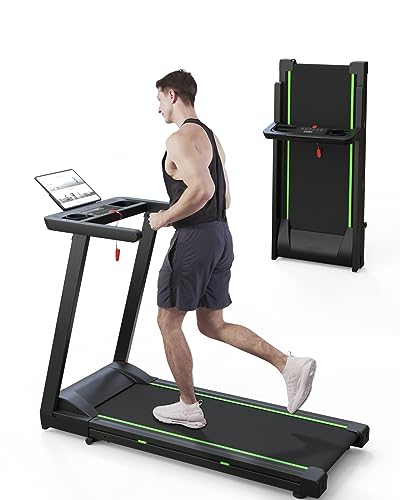 SSPHPPLIE 300 lb Capacity Foldable Treadmill - 3.0HP Portable Folding Treadmills for Home&Office, with Heart Rate Monitoring Bluetooth Band&Online Events, 12 Programs(App)
