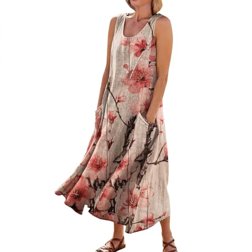 Girls Dresses Maxi Dresses for Women 2024 Backless Dress Floral Skirts for Women Bodycon Maxi Dress for Women Woman Dresses Casual Beach Skirts for Women Wedding Guest Dress Pink XL