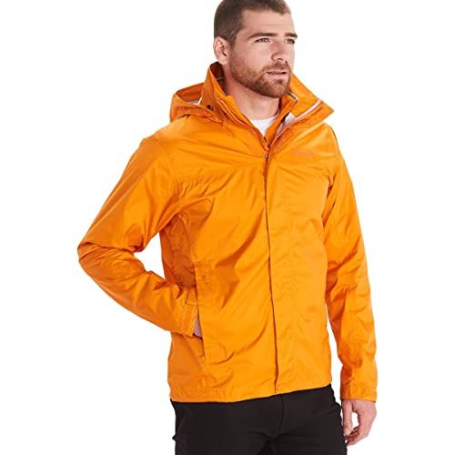 MARMOT Men's Precip Eco Jacket | Lightweight, Waterproof Jacket for Men, Ideal for Hiking, Jogging, and Camping, 100% Recycled, Orange Pepper, X-Large