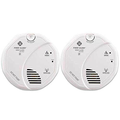 First Alert SA511CN2-3ST Wireless Interconnected Smoke Alarm with Voice Location, Battery Operated, Pack of 2 , WHITE