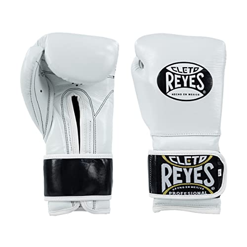 CLETO REYES Training Boxing Gloves with Hook and Loop Closure for Sparring and Heavy Punching Bags, Men and Women, MMA, Kickboxing, Muay Thai, 16oz, White