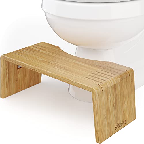 Squatty Potty Oslo Folding Bamboo Toilet Stool – 7 Inches, Collapsible Bathroom Stool for Kids and Adults – Brown, Portable and Space-Saving