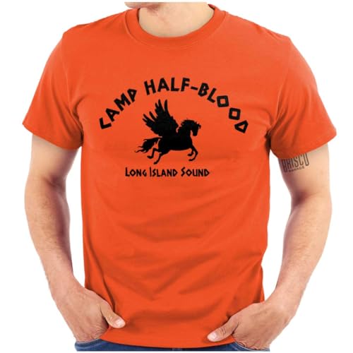 Brisco Brands Camp Half Blood Greek Mythology Graphic T Shirt Men or Women Orange