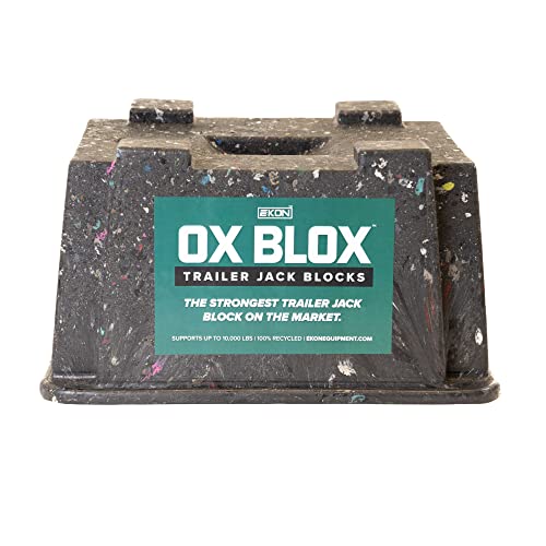 OX BLOX Heavy Duty Trailer Jack Block - RV Leveling Blocks Made in USA from 100% Recycled Plastic - Super Strong and Durable RV Jack Blocks - Trailers, RVs & Camper Essentials - RV Trailer Accessories