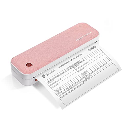 MUNBYN Portable Printer ITP01, Bluetooth Thermal Printer for Travel, Support 8.5x11 US Letter & A4 Paper, Compatible with Android and iOS Phone & Laptop, Inkless Printer for Mobile Office(Pink)