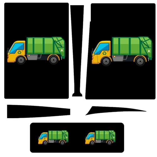 Cartoon Garbage Truck Full Protective Skin Cover Compatible for P-S-5 Console and Controller Wrap Decal Sticker
