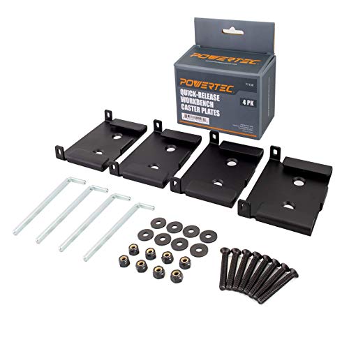 POWERTEC 71132 Quick-Release Workbench Caster Plates, 4-Pack