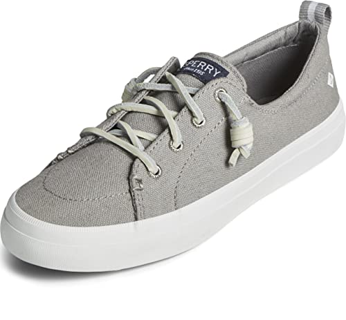 Sperry Womens Crest Vibe Linen Sneaker, Grey, 8