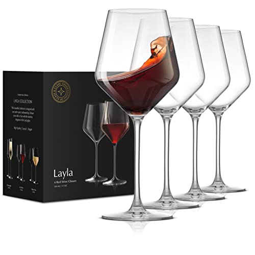 JoyJolt Layla Italian Red Wine Glasses, Set of 4 , 17 oz Clear – Made in Europe