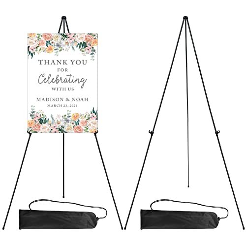 RRFTOK Easel Stand for Display, 63'' Instant Easel, Foldable Portable Ground Easel for Wedding Banner and Poster Display Stand, Tabletop Easel Display Metal Tripod with Portable Bag.
