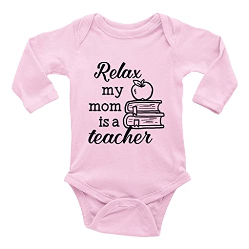 SiYooca Relax My Mom Is A Teacher Novetly Newborn Onesie Long Sleeve Crawl Baby Bodysuit