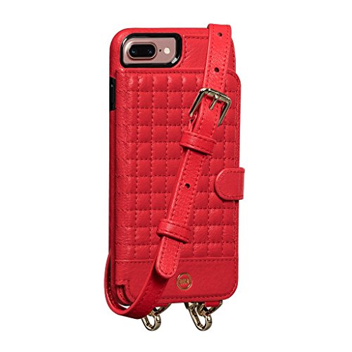 Sena Crossbody Snap on - Hands Free Drop Safe Crossbody Quilted Wallet case for iPhone 8 Plus / 7 Plus / 6 Plus - Red