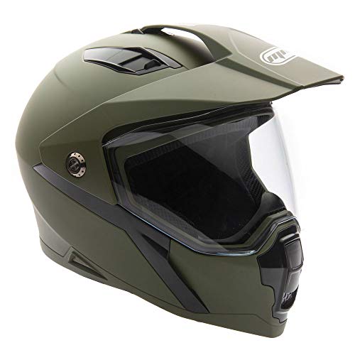MMG Helmet Dual Sport Off Road Motorcycle Dirt Bike ATV - FlipUp Visor - Model 23 (Small, Green)