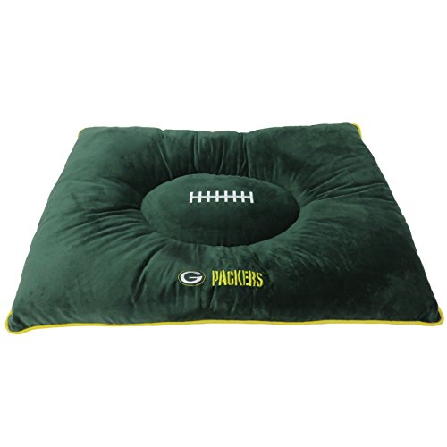 NFL PET BED - Green Bay Packers 'Soft & Cozy' Plush Pillow Bed. - FOOTBALL DOG BED. Cuddle, Warm Sports Mattress BED for CATS & DOGS