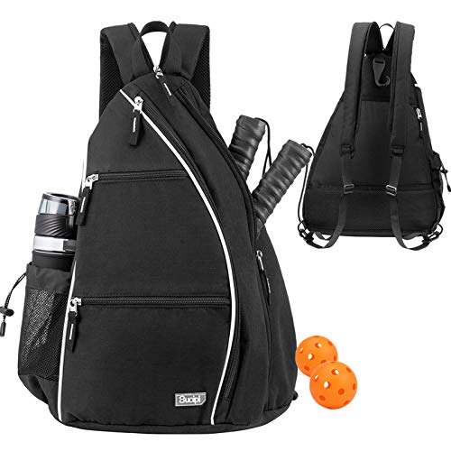 Sucipi Pickleball Bag Backpack for Women Men Pickleball Sling Bag Pickleball Backpack Reversible Pickleball Paddle bag Pickleball Rackets Bags Black